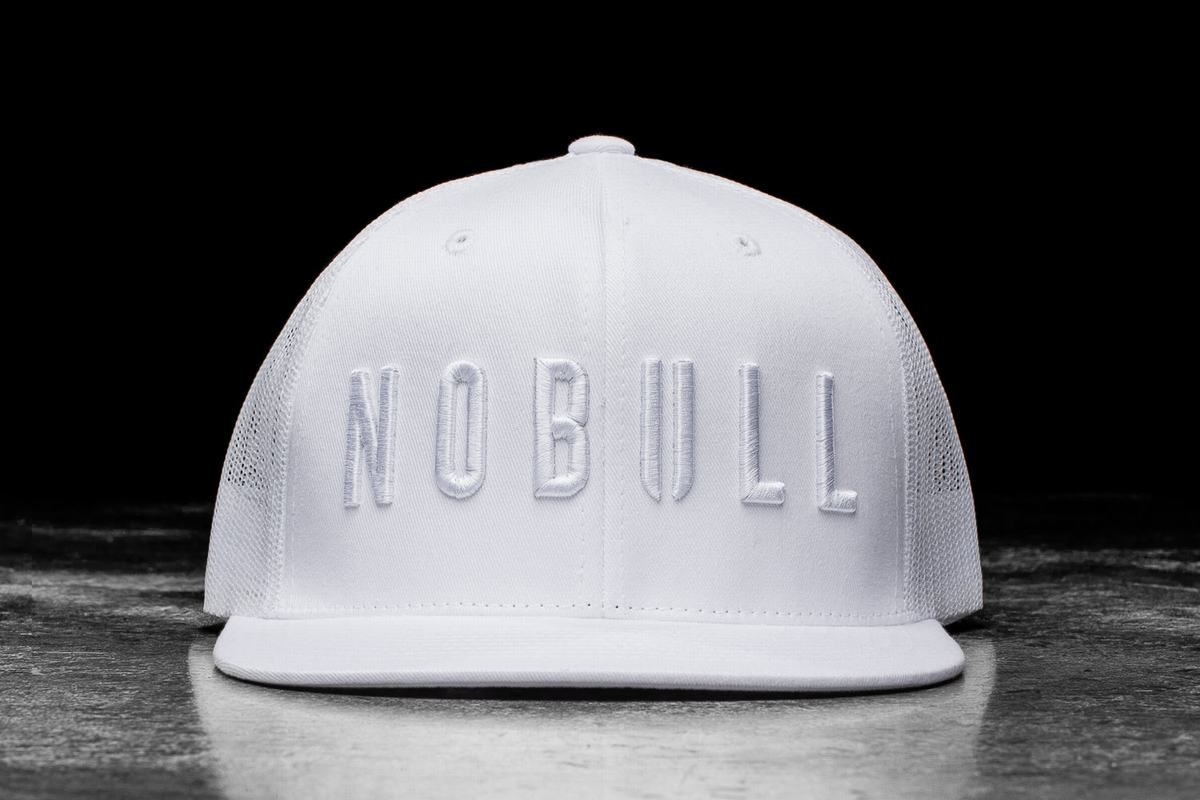 Nobull Flat-Brim Trucker Men\'s Hats White | Australia (TU2986)